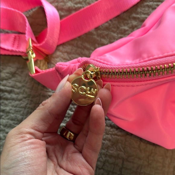 Stoney Clover Lane Pink Crossbody Bag with Vibrant Sheen - Picture 2 of 3